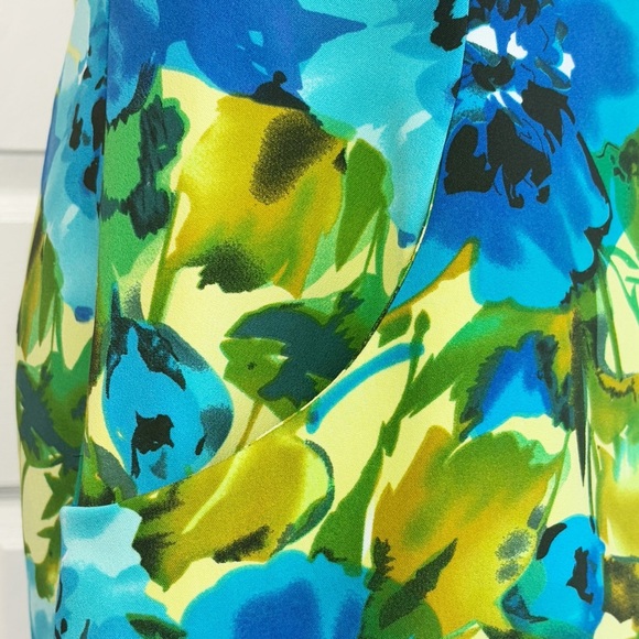 Perceptions Blue Floral Multi Sleeveless A-Line Dress w/ Pockets 14 - Picture 8 of 16